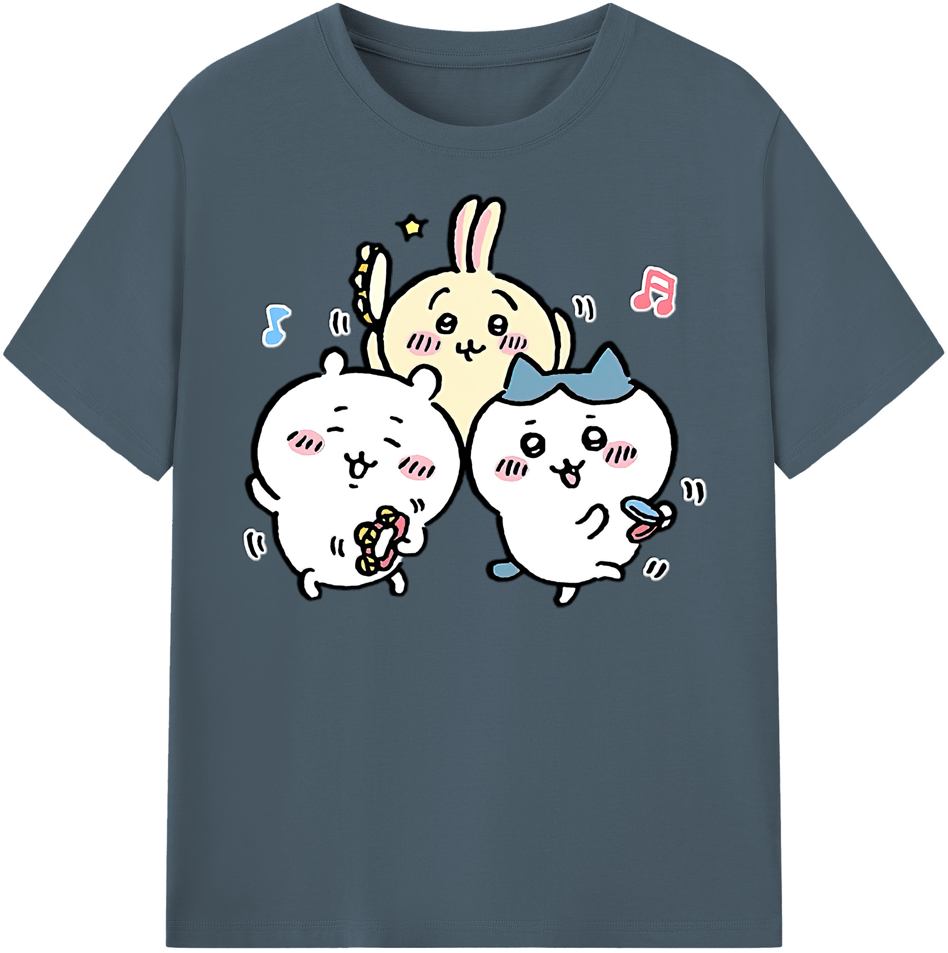 （画像用） ちいかわ ハチワレ Chii-kawa hachiware 綿100％半袖Tシャツ（フロントプリント）